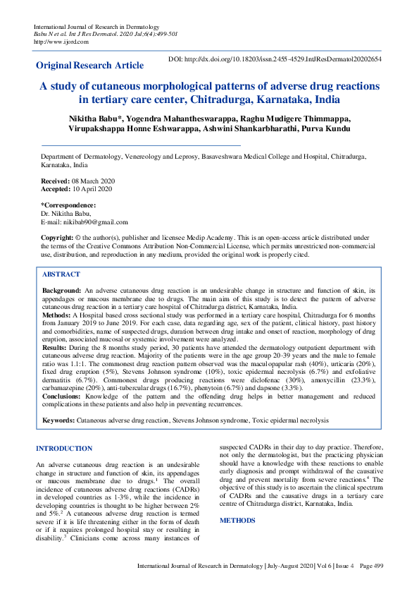 (PDF) A study of cutaneous morphological patterns of adverse drug ...