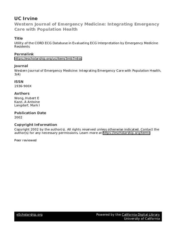 (PDF) Utility of the CORD ECG Database in Evaluating ECG Interpretation ...