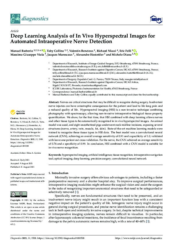 (PDF) Deep Learning Analysis of In Vivo Hyperspectral Images for ...