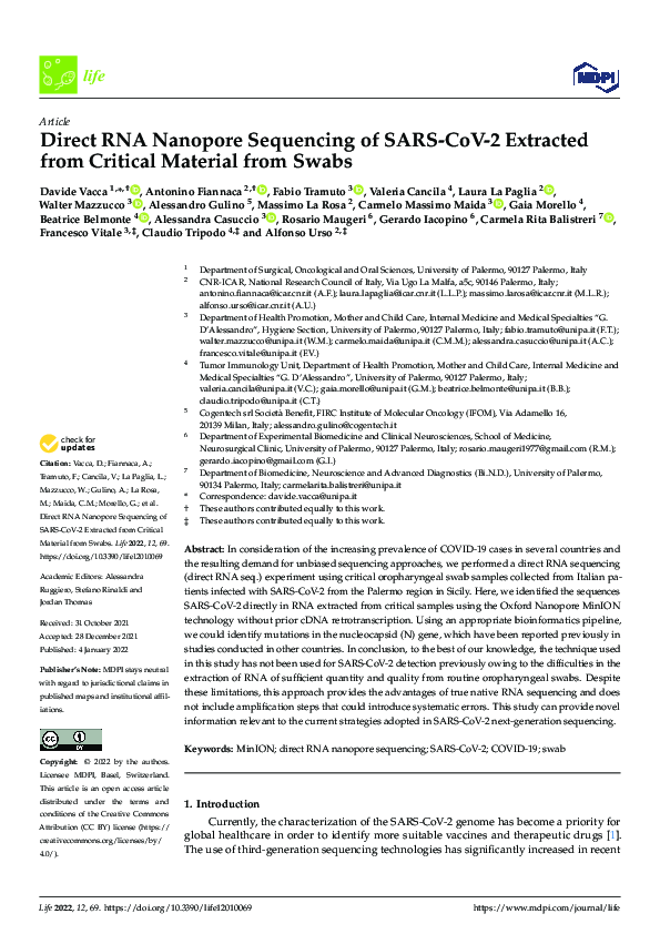 (PDF) Direct RNA Nanopore Sequencing of SARS-CoV-2 Extracted from ...