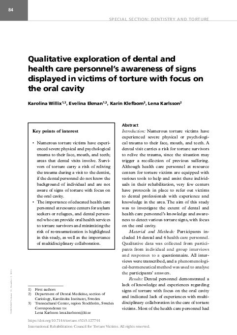 (PDF) Qualitative exploration of dental and health care personnel’s ...