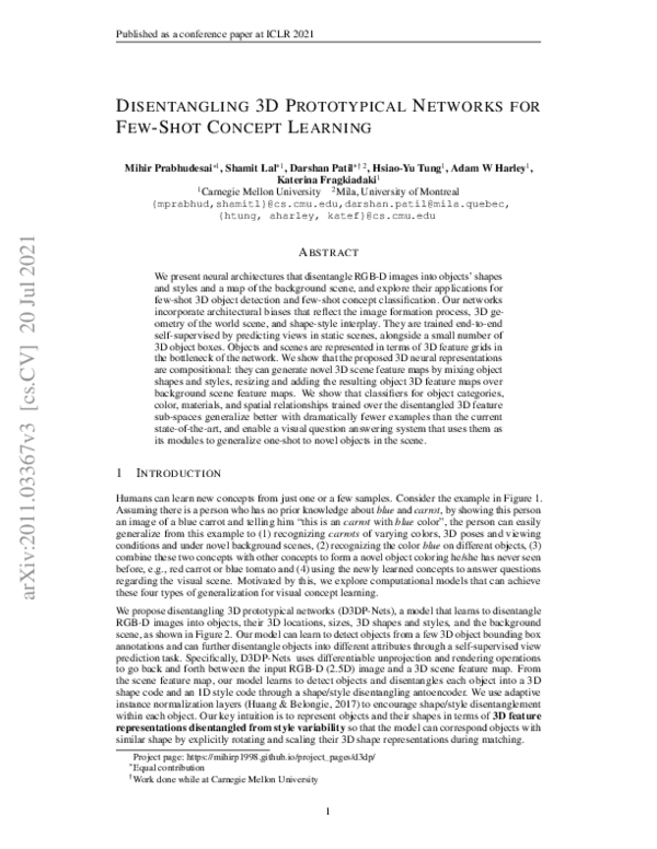 (PDF) Disentangling 3D Prototypical Networks For Few-Shot Concept Learning