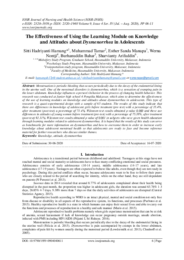 (PDF) The Effectiveness of Using the Learning Module on Knowledge and ...