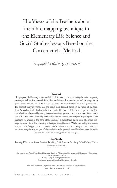 (PDF) The Views of the Teachers about the mind mapping technique in the ...