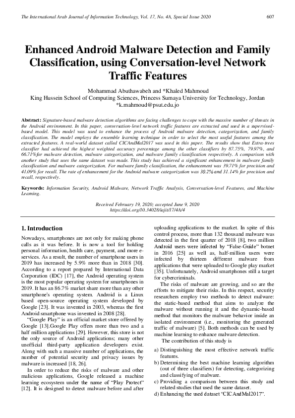(PDF) Enhanced Android Malware Detection and Family Classification ...