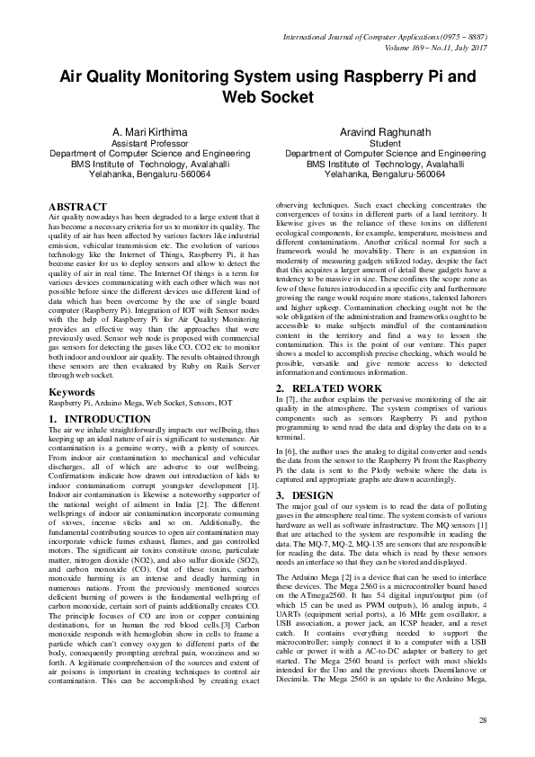 (PDF) Air Quality Monitoring System using Raspberry Pi and  Socket