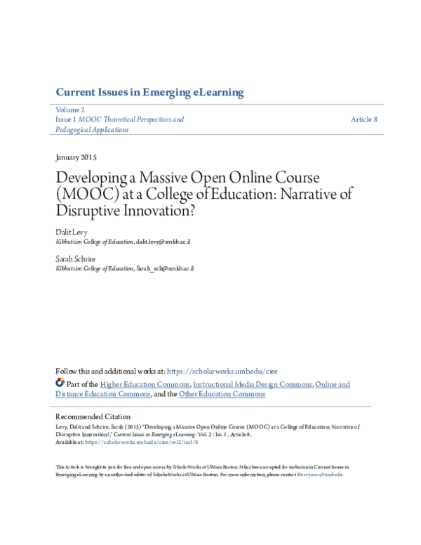 (PDF) Developing a Massive Open Online Course (MOOC) at a College of ...