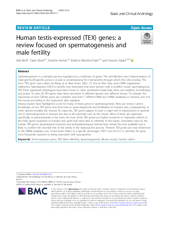 (PDF) Human testis-expressed (TEX) genes: a review focused on ...