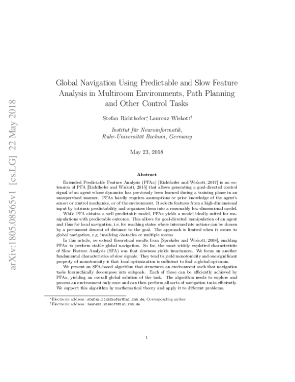 (PDF) Global Navigation Using Predictable and Slow Feature Analysis in ...