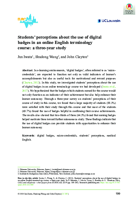 (PDF) Students’ perceptions about the use of digital badges in an ...