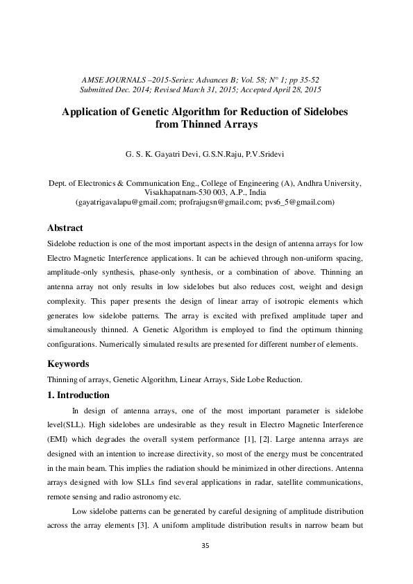 (PDF) Application of Genetic Algorithm for Reduction of Sidelobes from ...
