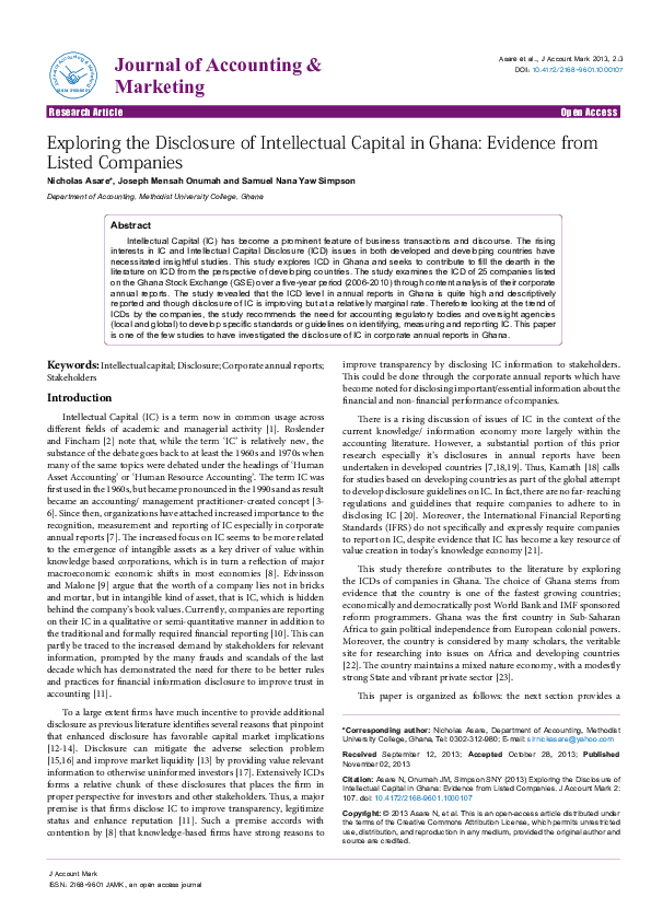 (PDF) Exploring the Disclosure of Intellectual Capital in Ghana ...