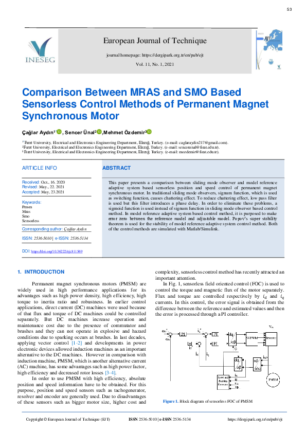 (PDF) Comparison Between MRAS and SMO Based Sensorless Control Methods ...