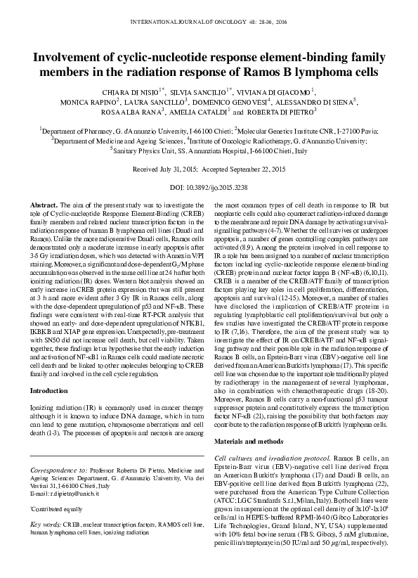 (PDF) Involvement of cyclic-nucleotide response element-binding family ...