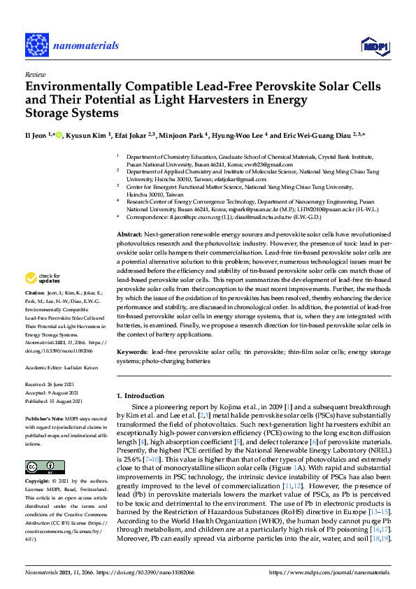 (PDF) Environmentally Compatible Lead-Free Perovskite Solar Cells and ...