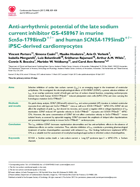 (PDF) Anti-arrhythmic potential of the late sodium current inhibitor GS ...