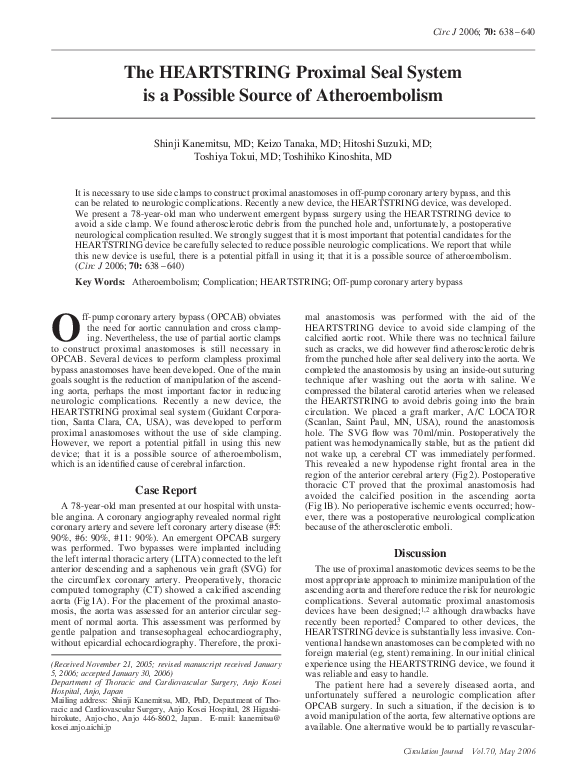 (PDF) The HEARTSTRING Proximal Seal System is a Possible Source of ...