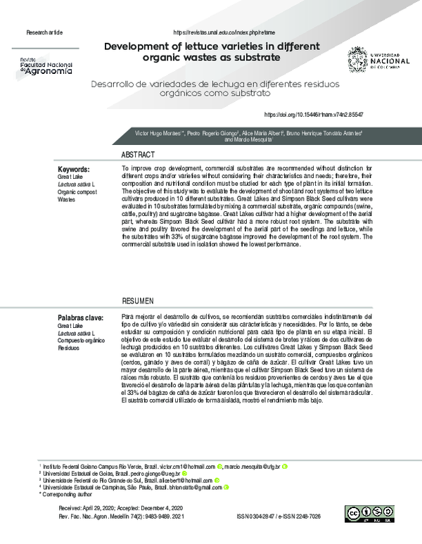 (PDF) Development of lettuce varieties in different organic wastes as ...