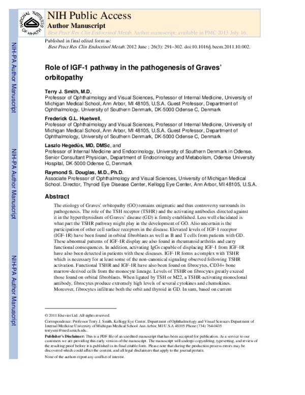 (PDF) Role of insulin-like growth factor-1 (IGF-1) pathway in the ...