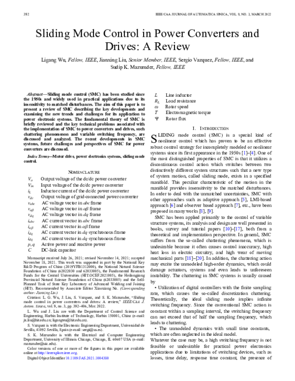 (PDF) Sliding Mode Control in Power Converters and Drives: A Review