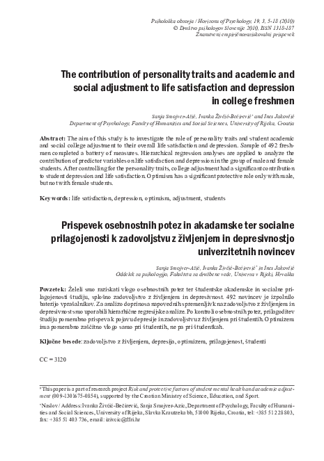 (PDF) The contribution of personality traits and academic and social ...