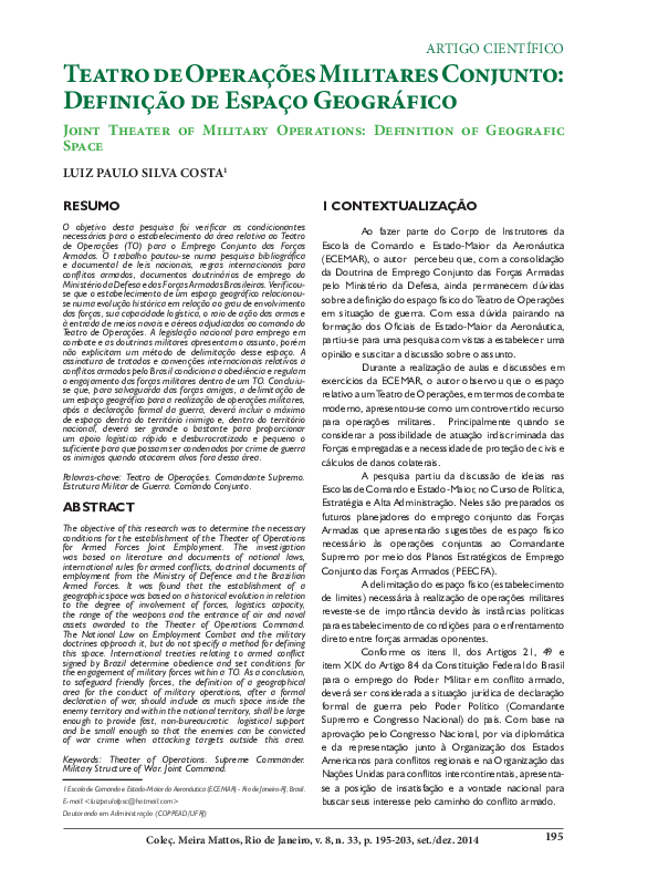 (PDF) TEATRO DE OPERAÇÕES MILITARES CONJUNTO