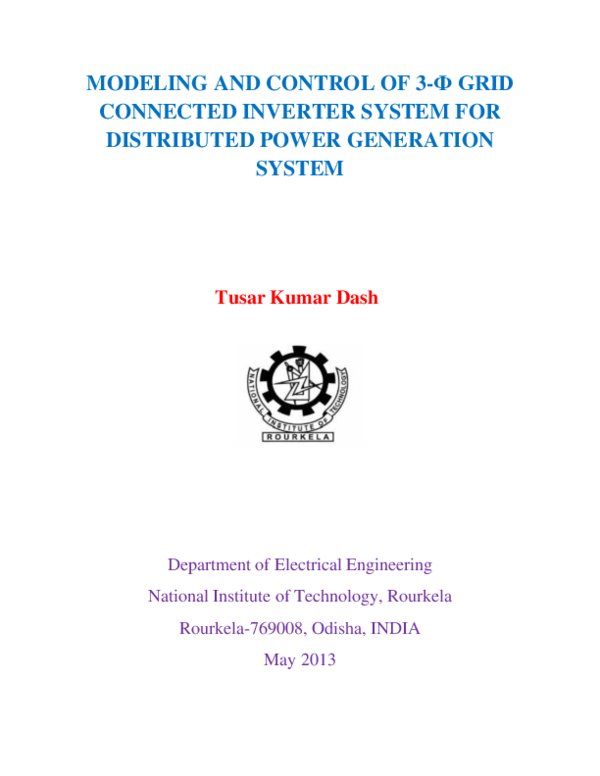 (PDF) Modeling and control of 3-Ф grid connected inverter system for ...