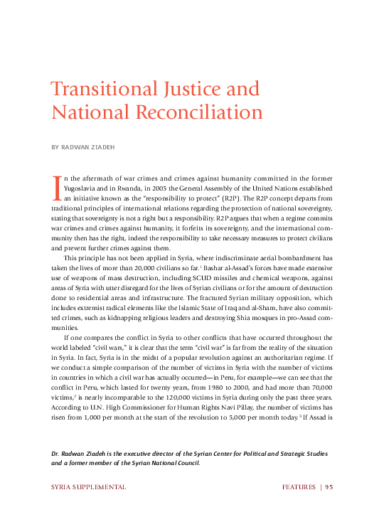 (PDF) Transitional Justice and National Reconciliation