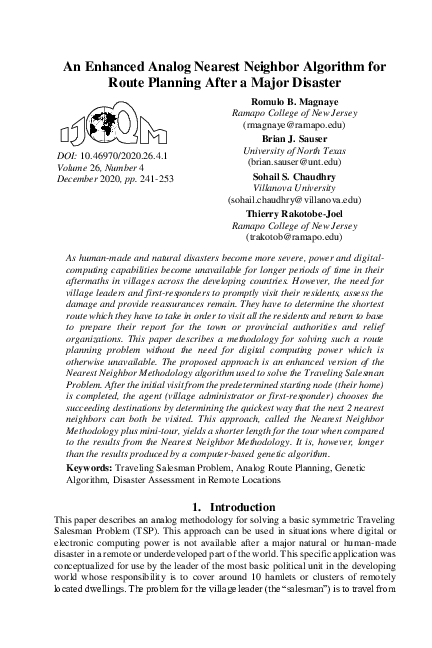(PDF) An Enhanced Analog Nearest Neighbor Algorithm for Route Planning ...