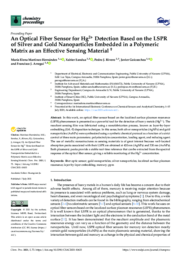 (PDF) An Optical Fiber Sensor for Hg2+ Detection Based on the LSPR of ...