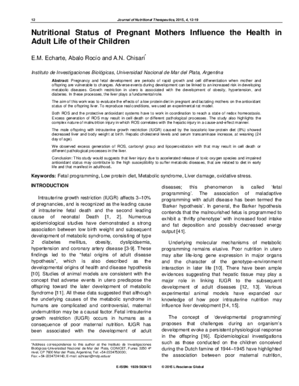 (PDF) Nutritional Status of Pregnant Mothers Influence the Health in ...
