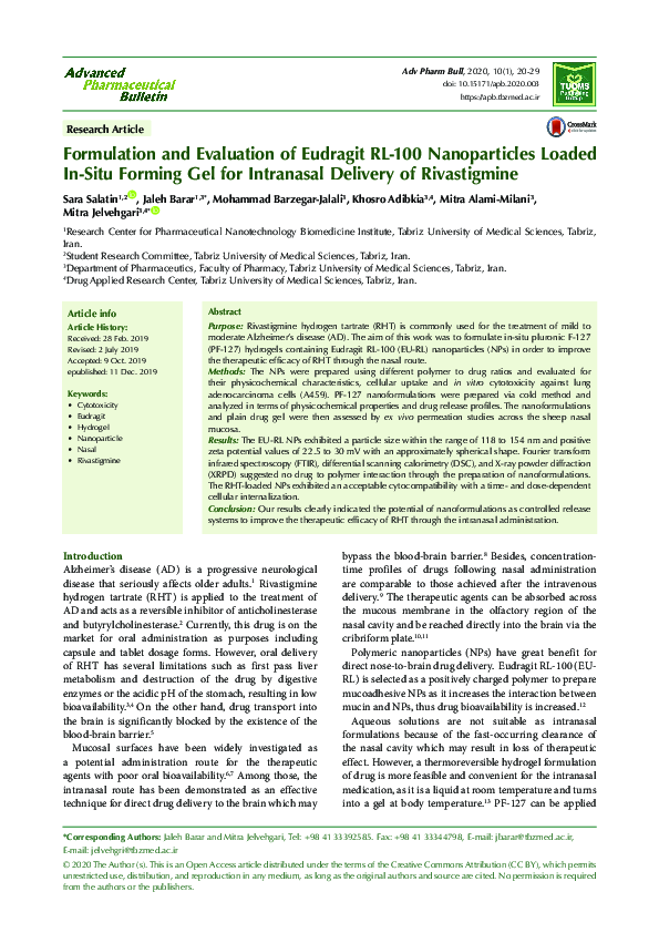 (PDF) Formulation and Evaluation of Eudragit RL-100 Nanoparticles ...