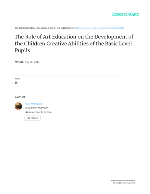 (PDF) The Role of Art Education on the Development of the Children ...