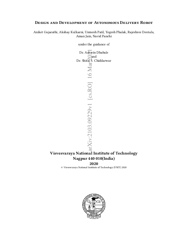 (PDF) Design and Development of Autonomous Delivery Robot