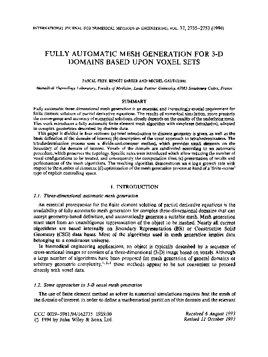 (PDF) Fully automatic mesh generation for 3-D domains based upon voxel sets