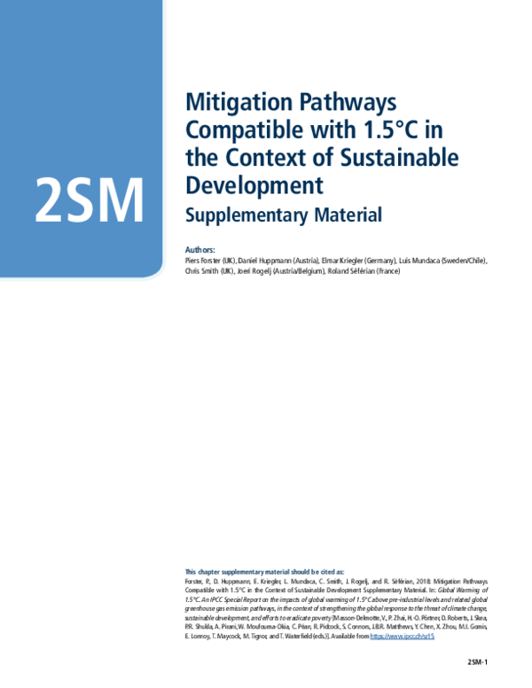 (PDF) Mitigation pathways compatible with 1.5°C in the context of ...