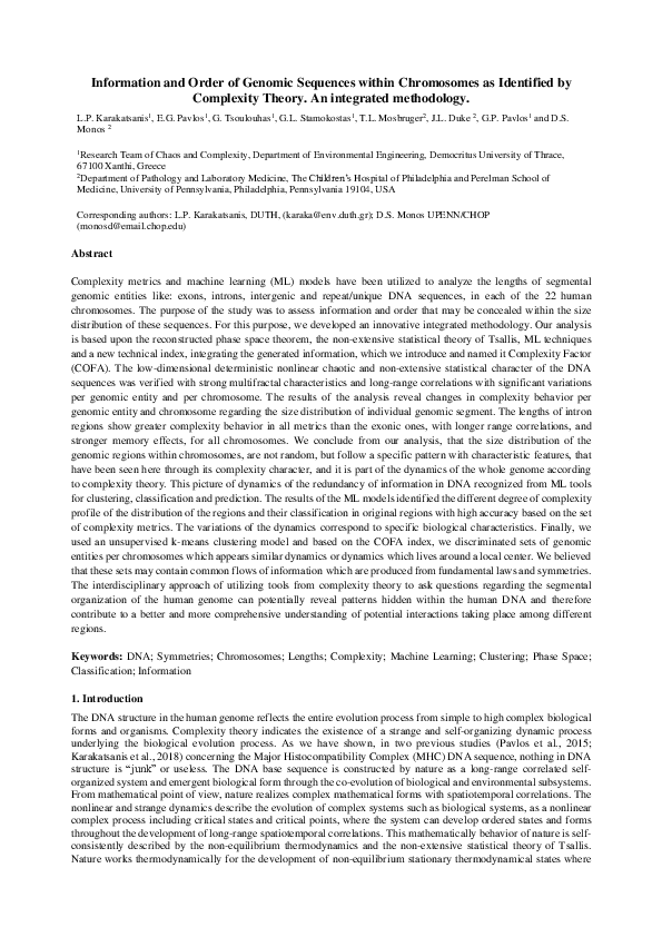 (PDF) Information and order of genomic sequences within chromosomes as ...