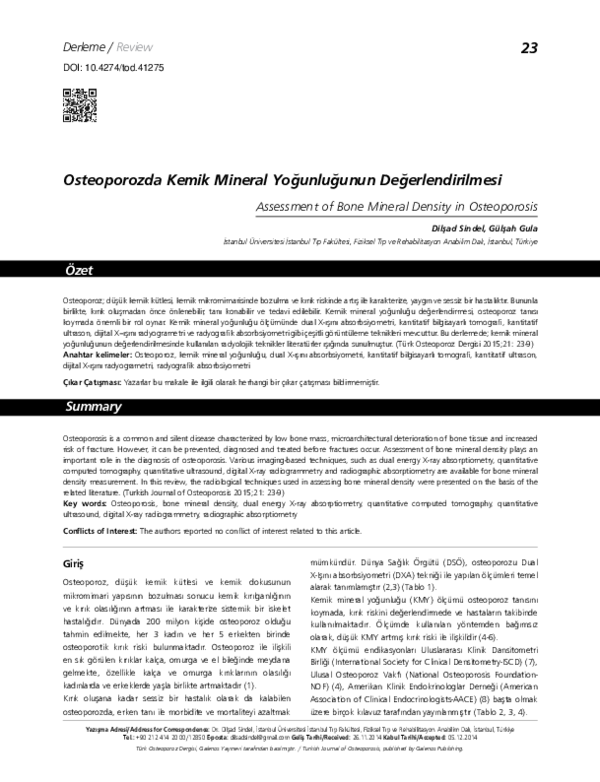 (PDF) Assessment of Bone Mineral Density in Osteoporosis