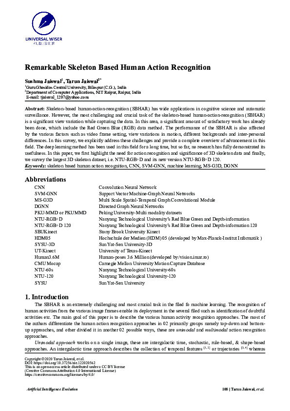 (PDF) Remarkable Skeleton Based Human Action Recognition