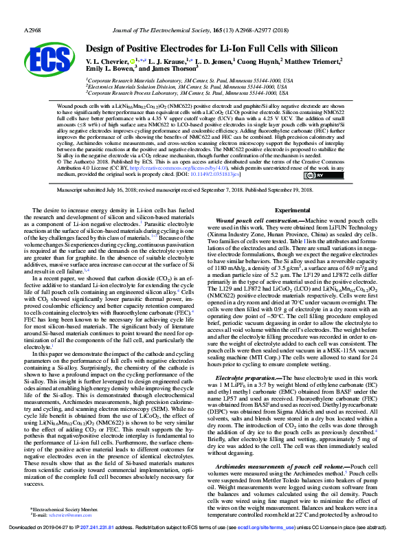 (PDF) Design of Positive Electrodes for Li-Ion Full Cells with Silicon