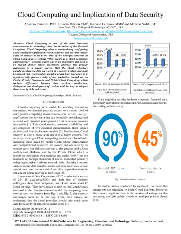 (PDF) Cloud Computing and Implication of Data Security