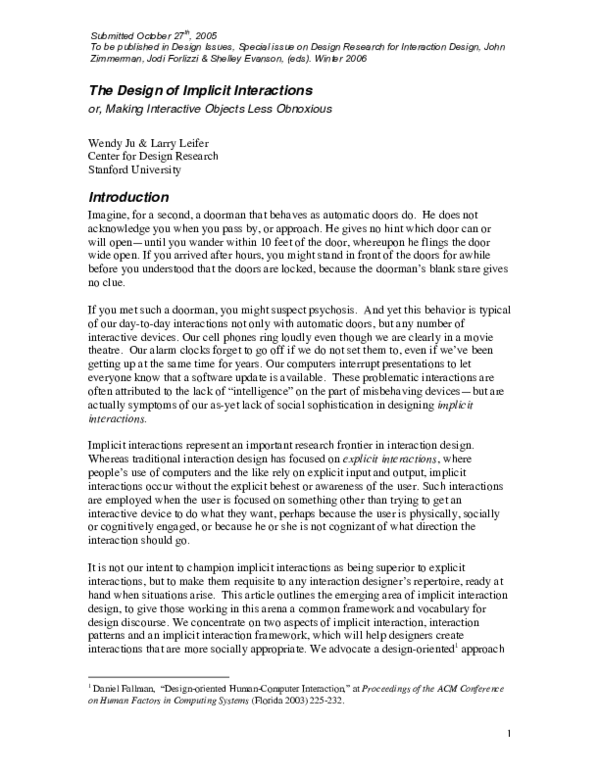 (PDF) The design of implicit interactions