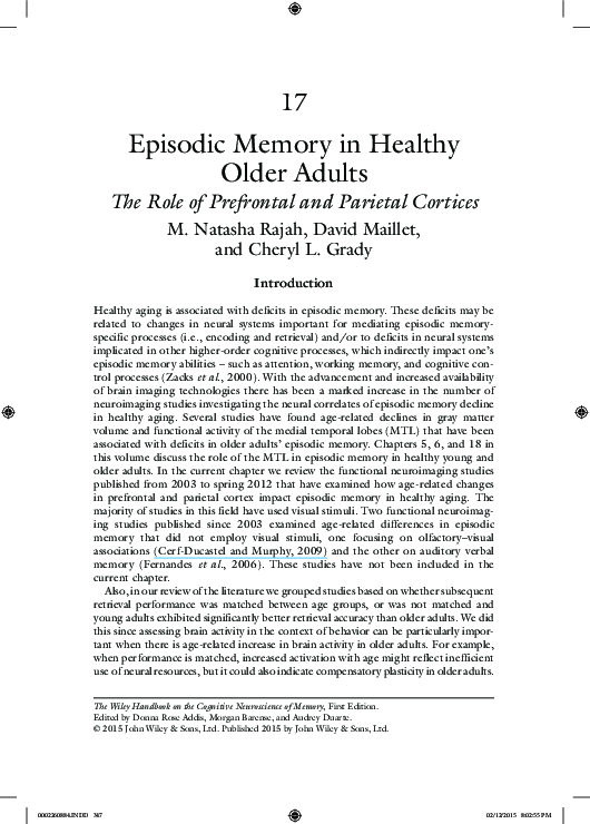 (PDF) Episodic Memory in Healthy Older Adults The Role of Prefrontal ...
