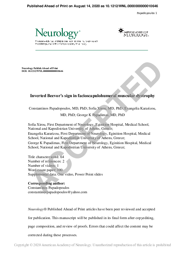 (PDF) Inverted Beevor's sign in facioscapulohumeral muscular dystrophy