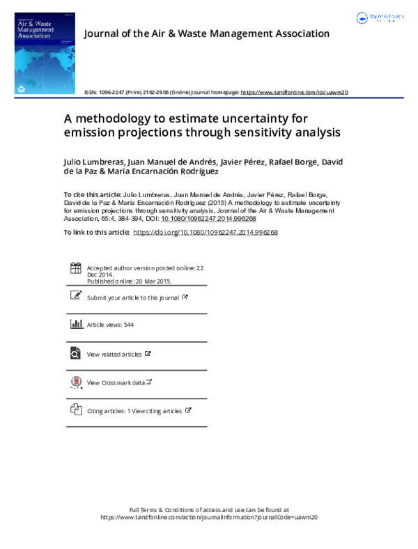 (PDF) A methodology to estimate uncertainty for emission projections ...