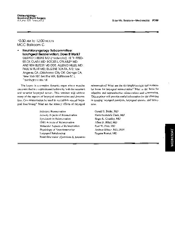 (PDF) Neurolaryngology subcommittee: Laryngeal reinnervation: Does it work?