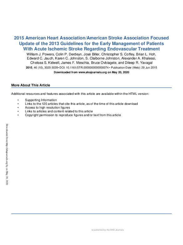 (PDF) 2015 AHA/ASA Focused Update of the 2013 Guidelines for the Early ...