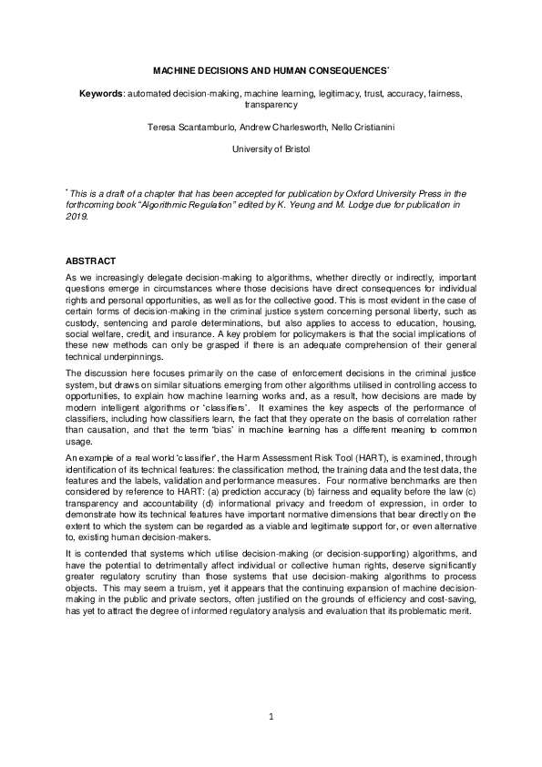 (PDF) Machine Decisions and Human Consequences