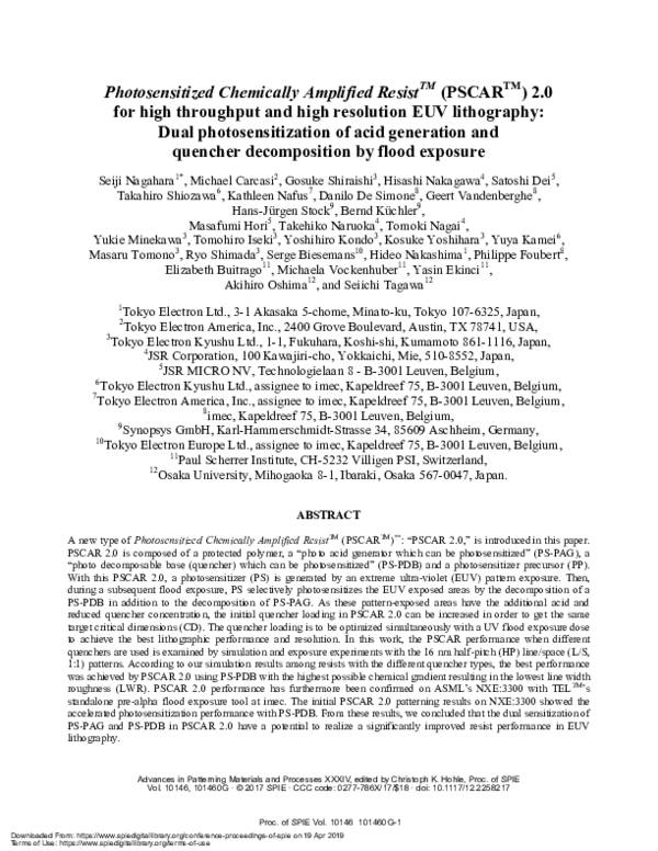 (PDF) Photosensitized Chemically Amplified Resist (PSCAR) 2.0 for high ...