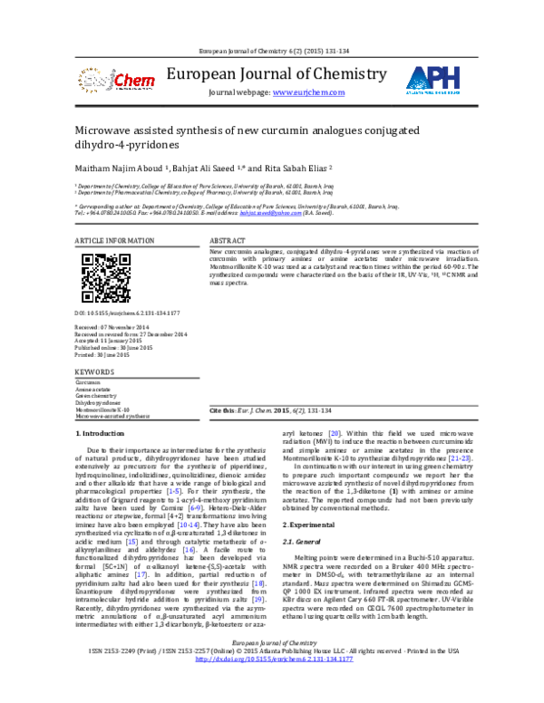 (PDF) Microwave assisted synthesis of new curcumin analogues conjugated ...